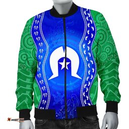 Torres Strait Islanders Men's Bomber Jacket - Torres Symbol With Aboriginal Patterns