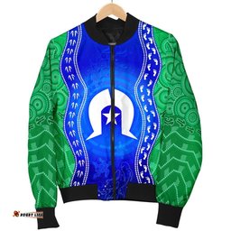 Torres Strait Islanders Men's Bomber Jacket - Torres Symbol With Aboriginal Patterns