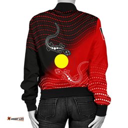 Aboriginal Women's Bomber Jacket - Two Indigenous Lizard