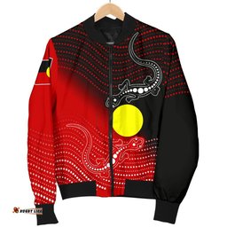 Aboriginal Women's Bomber Jacket - Two Indigenous Lizard