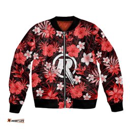 Australian Renegades Cricket Bomber Jacket Baeuty Pacific Hibiscus and Polynesian Pattern