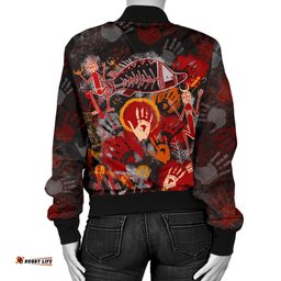 Aboriginal Women's Bomber Jacket - Indigenous Fish Hand Art