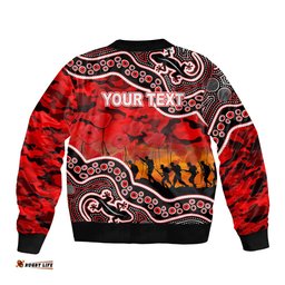 Custom Personalised Anzac Day NRL - Dragons Bomber Jacket Aboriginal Lizard Patterns