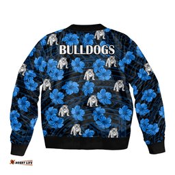Bulldogs Rugby Bomber Jacket Polynesian Style With Hibiscus