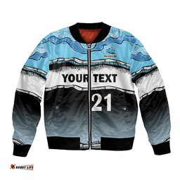 Custom Text And Number Cronulla-Sutherland Sharks Rugby Bomber Jacket Simple Style