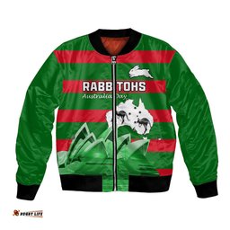 Custom Australia Day Rabbitohs Bomber Jacket NRL 2024 Sydney Opera House With Map