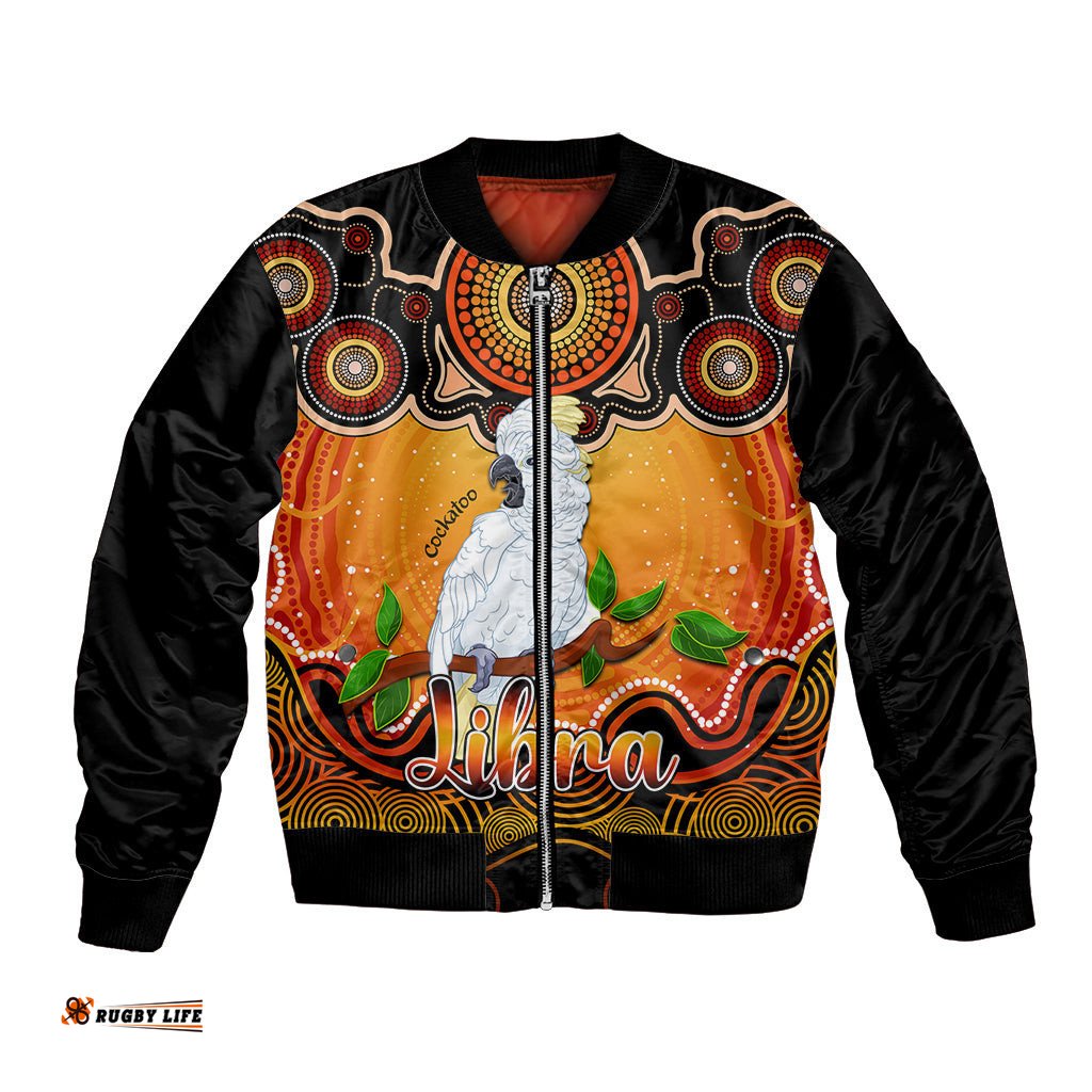 Personalised Australia Libra Cockatoo Zodiac Bomber Jacket Auz Astrology Aboriginal - Red