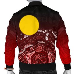 Custom Text Aboriginal Men's Bomber Jacket - Red Landscape