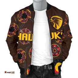 Hawthorn Men's Bomber Jacket Hawks Indigenous - Brown