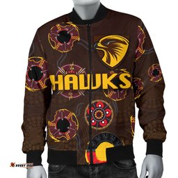Hawthorn Men's Bomber Jacket Hawks Indigenous - Brown