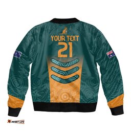 Custom Wallaroos Womens Rugby Bomber Jacket Aboriginal Dots Art