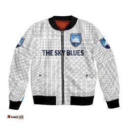 Custom Personalised Sydney The Sky Blues Bomber Jacket Soccer Club Original Style - White
