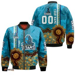 Gold Coast Titans Aboriginal Bomber Jacket Rugby Indigenous Kangaroo Tracks - NRL