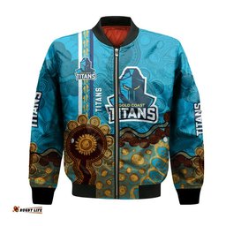 Gold Coast Titans Aboriginal Bomber Jacket Rugby Indigenous Kangaroo Tracks - NRL