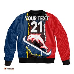 Custom Text And Number NRL Combine Dolphins and Cowboys Bomber Jacket