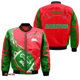 South Sydney Rabbitohs Bomber Jacket Flame Ball - NRL