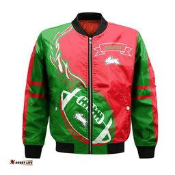 South Sydney Rabbitohs Bomber Jacket Flame Ball - NRL