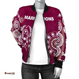 Queensland Women's Bomber Jacket Maroons Simple Indigenous