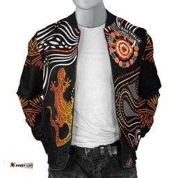 Aboriginal Men's Bomber Jacket - Lizard Sunshine