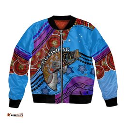 Custom Personalised Australia Bomber Jacket Go Fishing Aboriginal Art