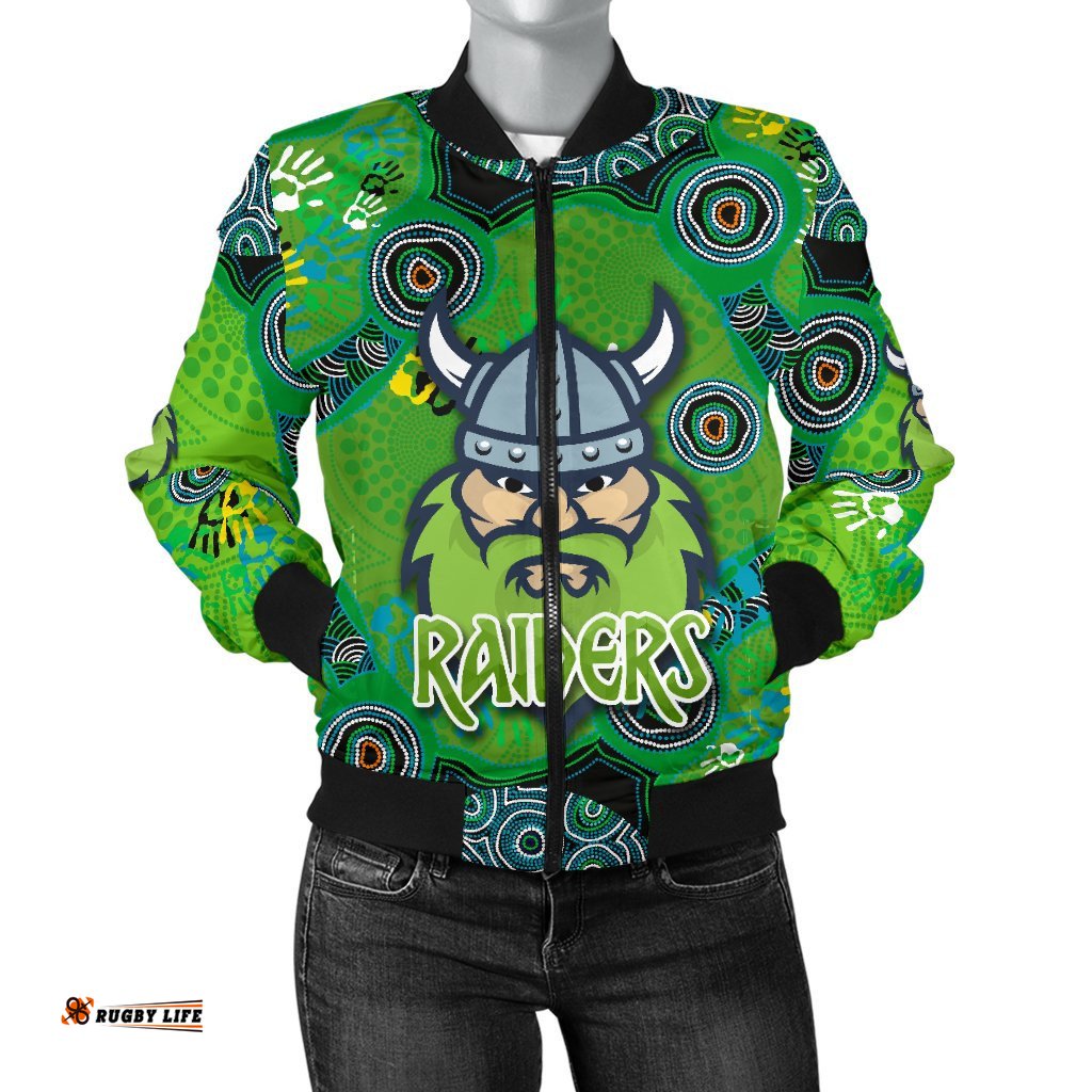 Canberra Bomber Jacket Raiders Viking Indigenous For Women