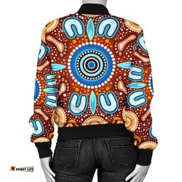 Aboriginal Women's Bomber Jacket - Indigenous Circle Dot Painting Ver02