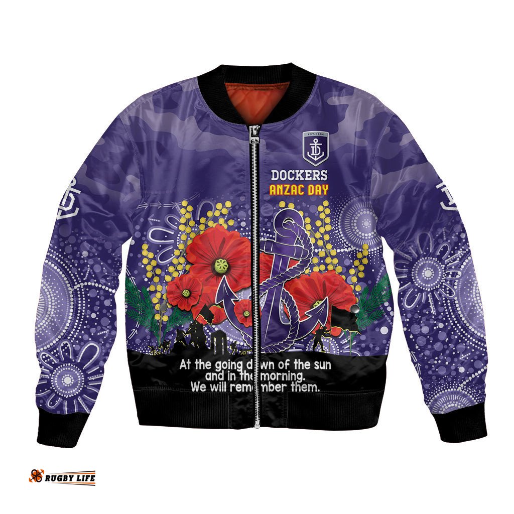 Custom Dockers Football ANZAC Bomber Jacket Gallipoli Camouflage With Poppies