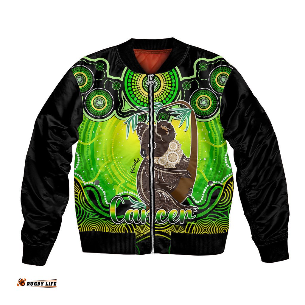Personalised Australia Cancer Koala Zodiac Bomber Jacket Auz Astrology Aboriginal - Green