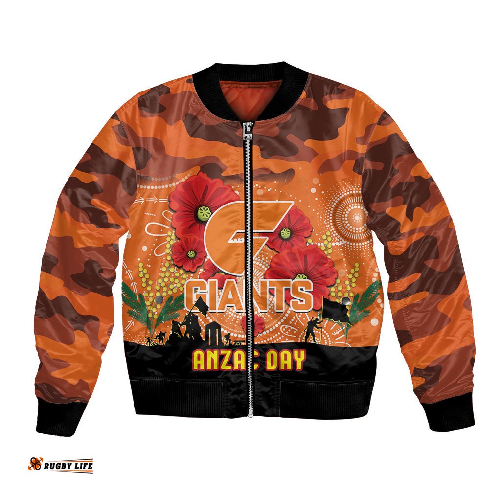 Custom Giants Football ANZAC Bomber Jacket Gallipoli Camouflage With Poppies