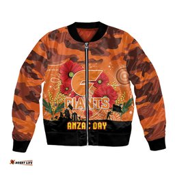 Custom Giants Football ANZAC Bomber Jacket Gallipoli Camouflage With Poppies
