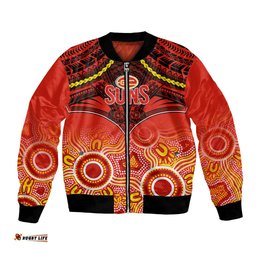 Gold Coast Football Bomber Jacket Suns Aboriginal Mix Polynesian Pattern