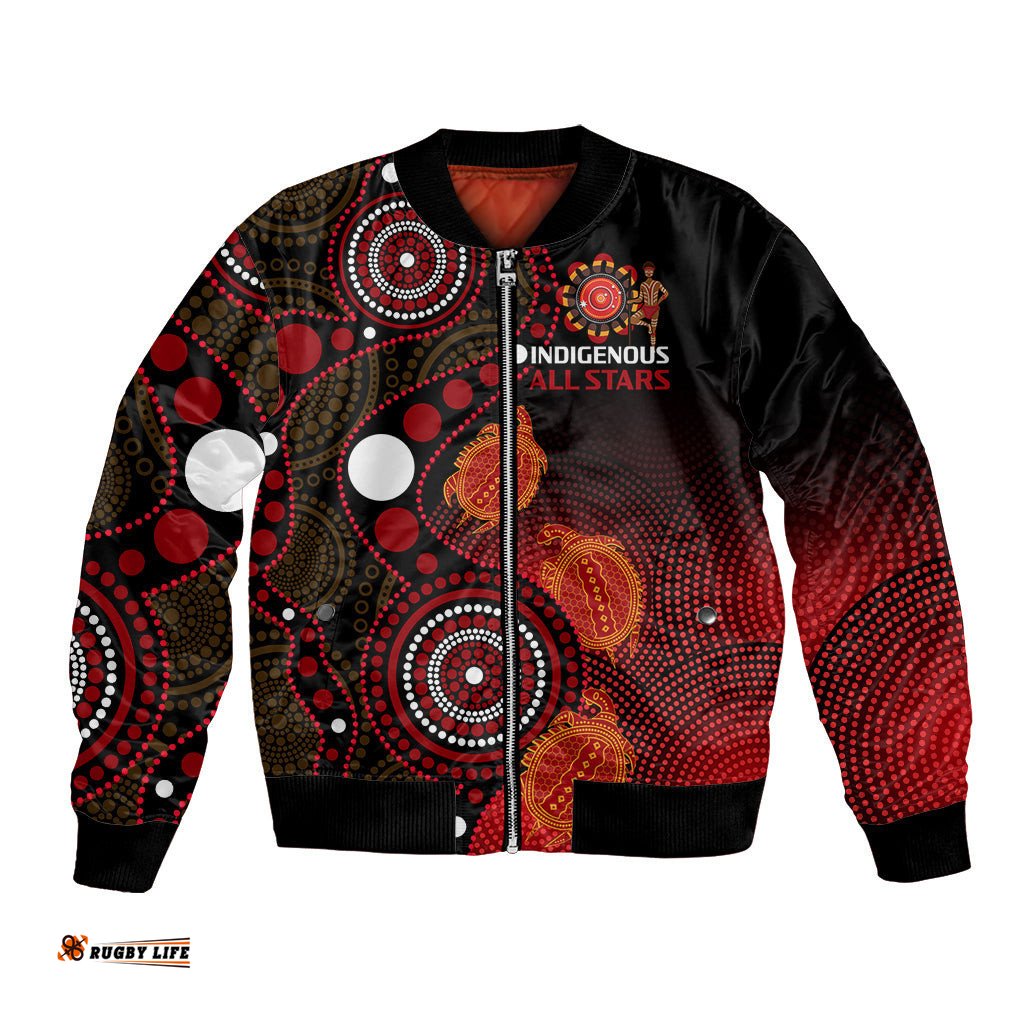 Australia Indigenous Rugby Bomber Jacket All Stars Aboriginal Turtle