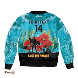 Custom Port Adelaide Football ANZAC Bomber Jacket Gallipoli Camouflage With Poppies