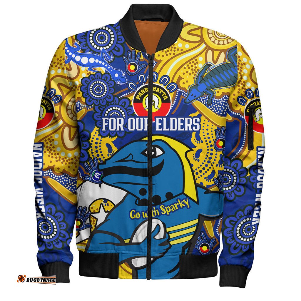 Australia Parramatta Naidoc Week Custom Bomber Jacket - For Our Elders Go With Sparky Bomber Jacket