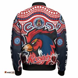 Roosters Rugby "Easts to Win" Bomber Jacket - Custom Indigenous Sydney Roosters With Aboriginal Patterns