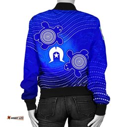 Torres Strait Islanders Women's Bomber Jacket - Torres Symbol With Turtle
