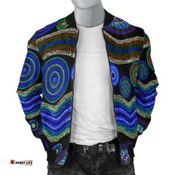 Bomber Jacket - Aboriginal Dot Unique Style Blue