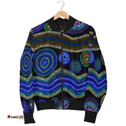Bomber Jacket - Aboriginal Dot Unique Style Blue