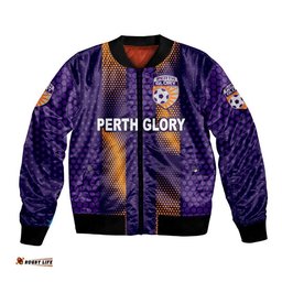 Custom Personalised Perth Glory Bomber Jacket Soccer Club Original Style - Purple