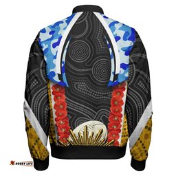 Titans Rugby Anzac Aboriginal Bomber Jacket - Custom Titans with Poppy Watercolor Flower Bomber Jacket