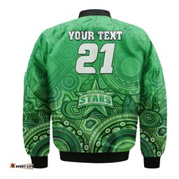 Custom Personalised Melbourne Team Green Indigenous Aboriginal Stars Arts Bomber Jacket