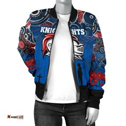 Custom Personalised Knights Women's Bomber Jacket Newcastle Anzac Day Aboriginal