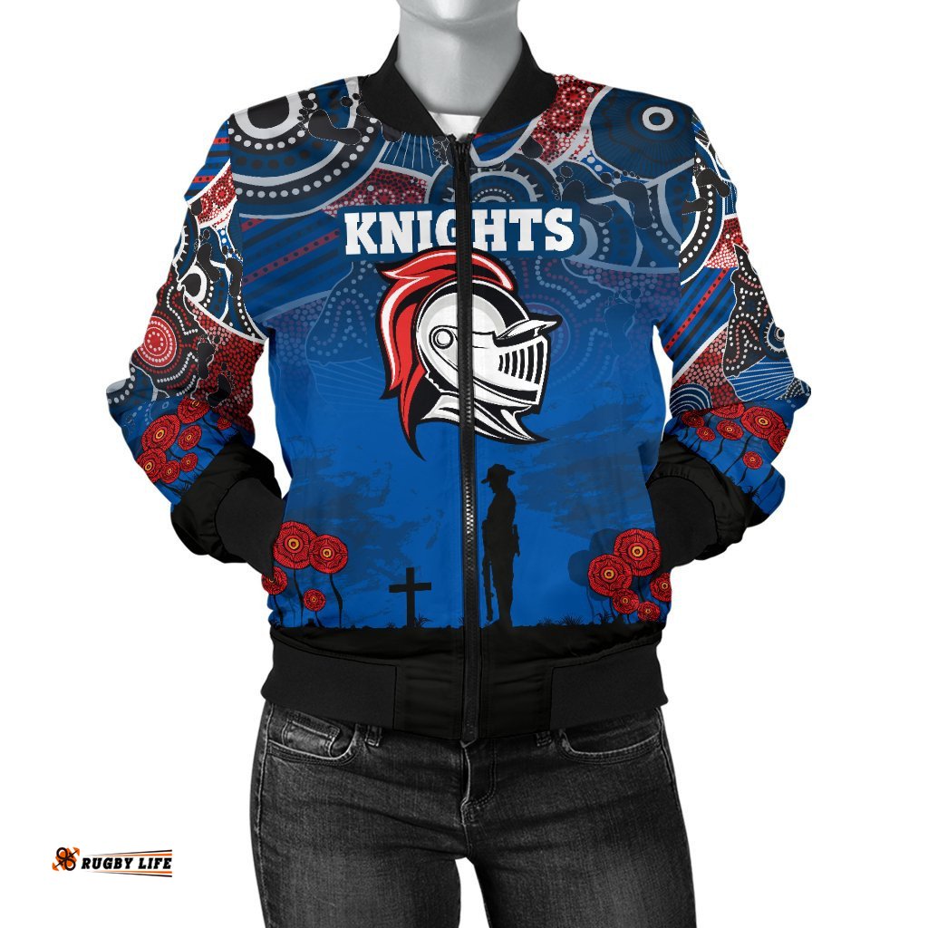 Custom Personalised Knights Women's Bomber Jacket Newcastle Anzac Day Aboriginal