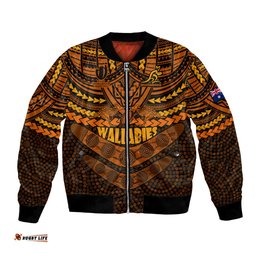 Custom Wallabies Rugby Bomber Jacket Polynesian and Aboriginal Special Orange Version