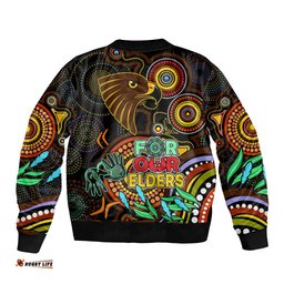 Hawks Football Aboriginal Art Bomber Jacket NAIDOC Indigenous Tribal