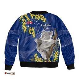 Australia Day Bomber Jacket Proud To Be An Aussie Koala With Map Golden Wattle