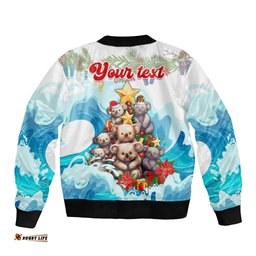 Personalised Australia Koala Christmas Bomber Jacket Merry and Bright Breaking Wave
