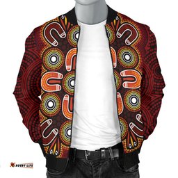 ABoriginal Men's Bomber Jacket  - Aboriginal Dot Painting Flowers Style