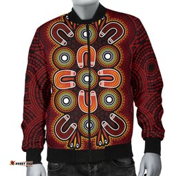 ABoriginal Men's Bomber Jacket  - Aboriginal Dot Painting Flowers Style