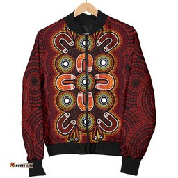 ABoriginal Men's Bomber Jacket  - Aboriginal Dot Painting Flowers Style